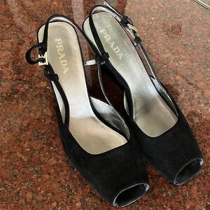 Prada Black Slingback Heels